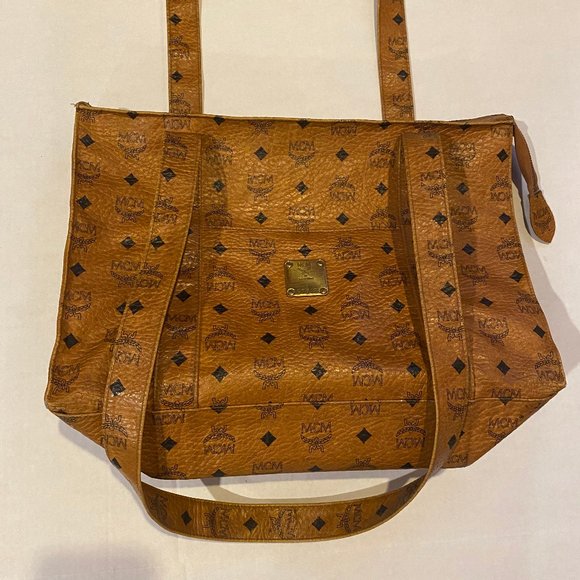 MCM Cognac Monogram Visetos Shopper Tote 869752 - Picture 1 of 5